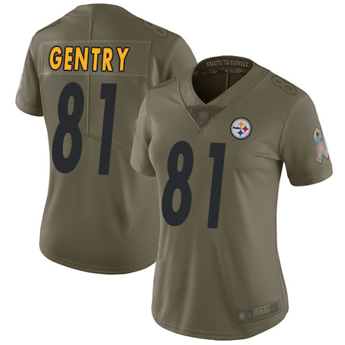 Women Pittsburgh Steelers Football #81 Limited Olive Zach Gentry 2017 Salute to Service Nike NFL Jersey->women nfl jersey->Women Jersey